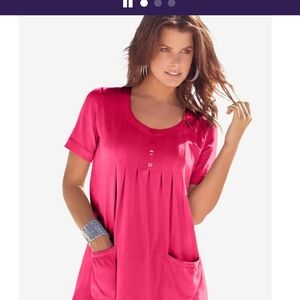 New Roamans 1X 22/24 Tunic Pink Burst Pocket Top